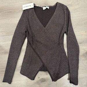 New with Tag Heartloom brand Women's Ribbed Wrap Sweater - Dark Brown